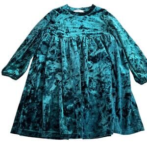 Paade Mode girls green velvet long sleeve dress 6 yrs